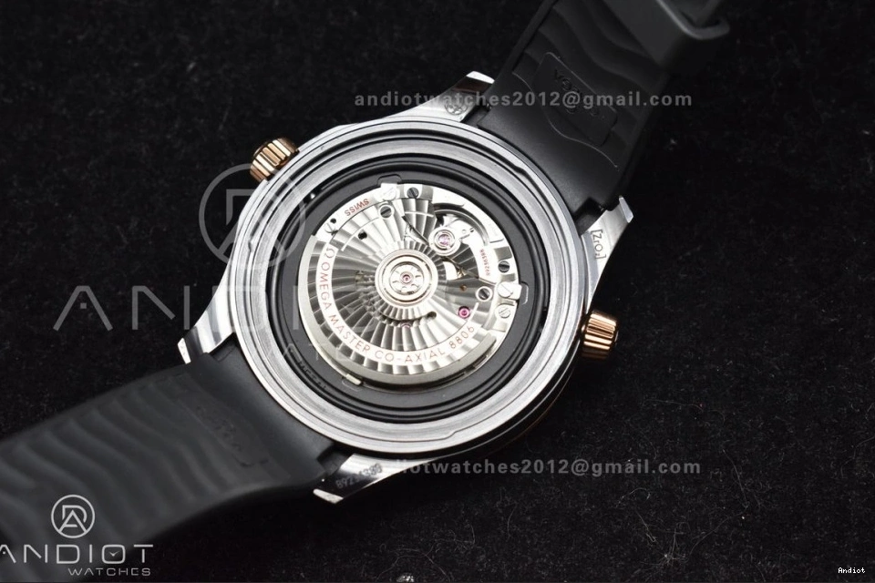 43.5mm 300m Bezel VSF Rubber Dial Seamaster Black Ceramic A8806 1:1 Edition on Black Best RG Strap Black 1230